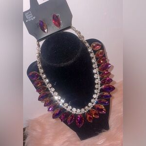Edge Vibrant Pink, Yellow, Red, Orange and Purple Necklace Sparkling Set